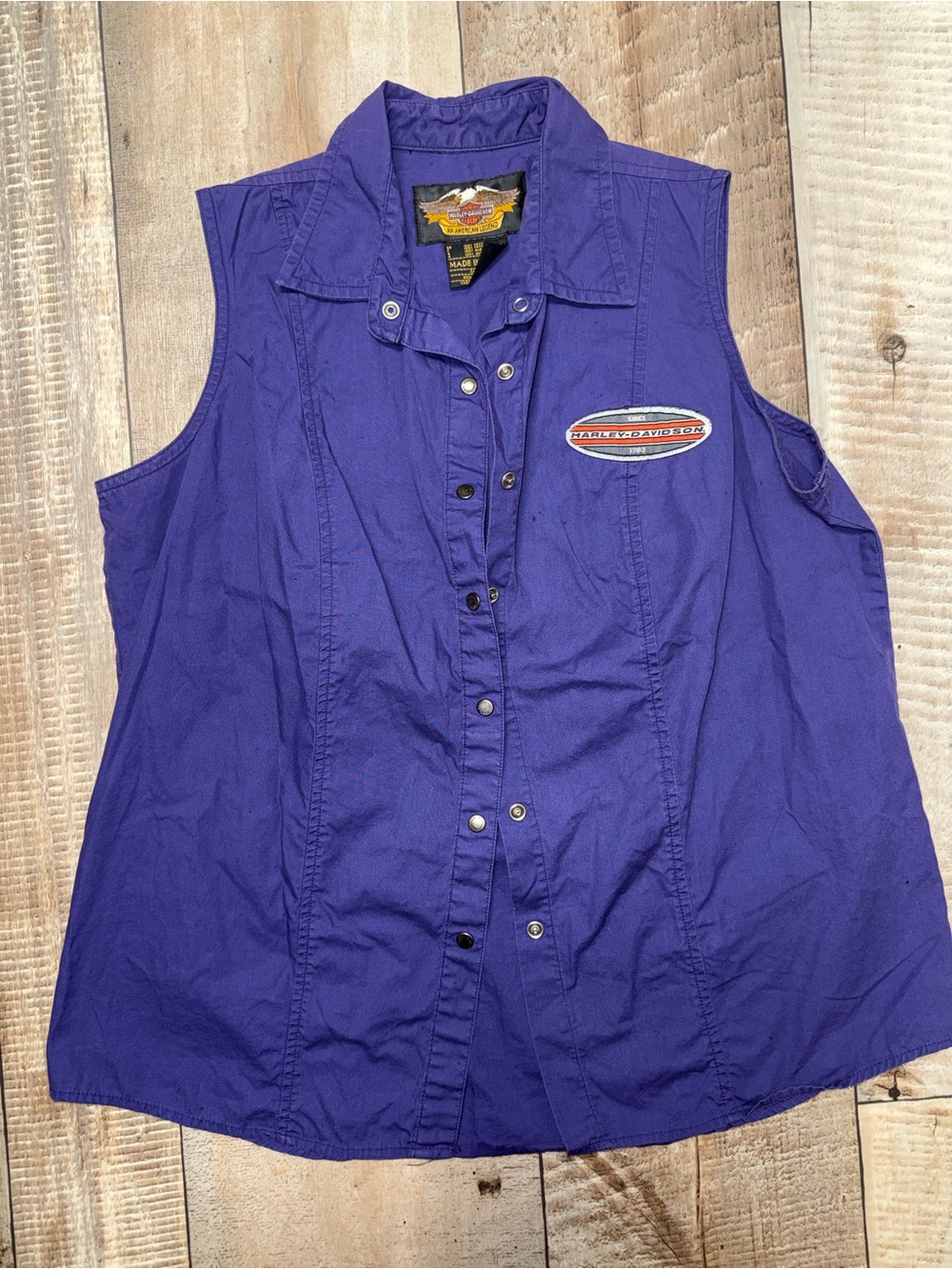 Harley-Davidson Women's Royal Purple Sleeveless Snap-Front Shirt